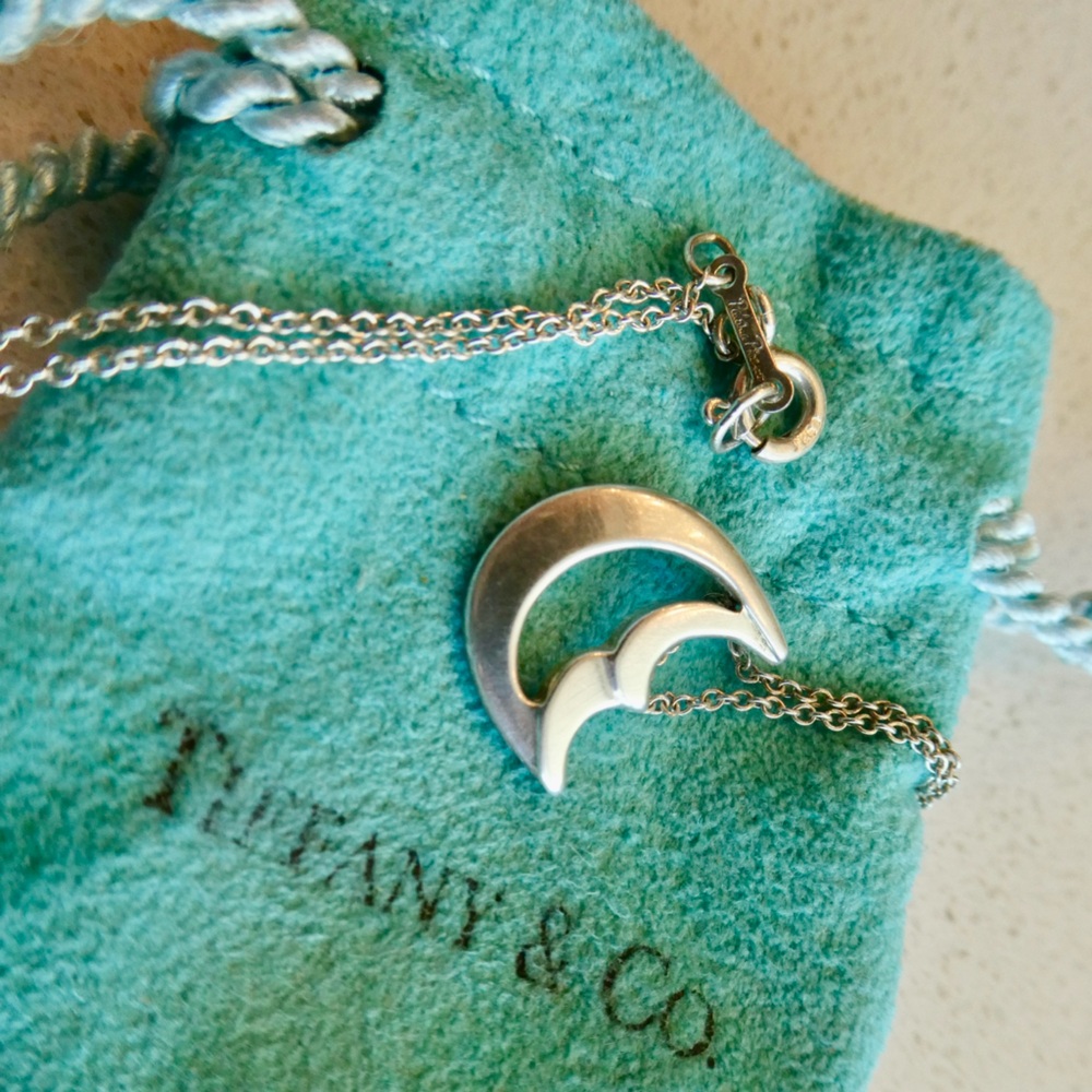 Tiffany & Co Paloma Picasso Sterling Silver Crescent Moon Pendant Necklace